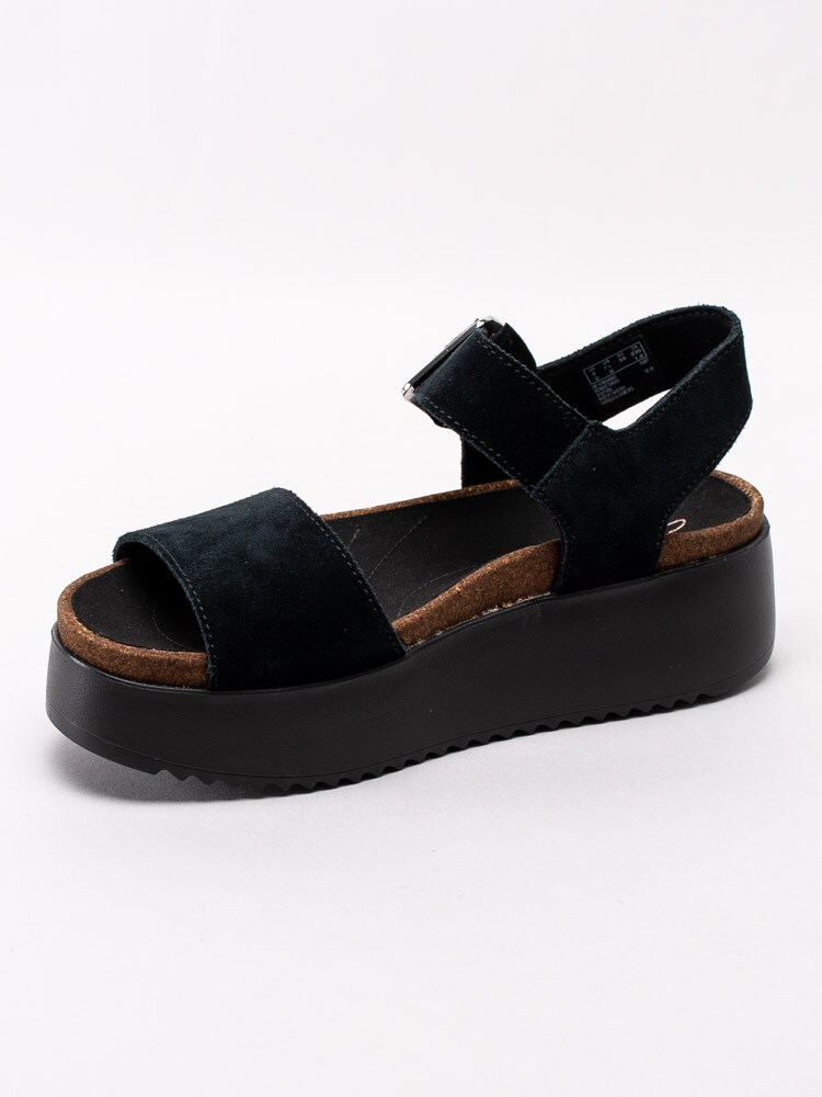 65201013 Clarks Botanic Strap 26147699 Svarta platåsandaletter i mocka-2