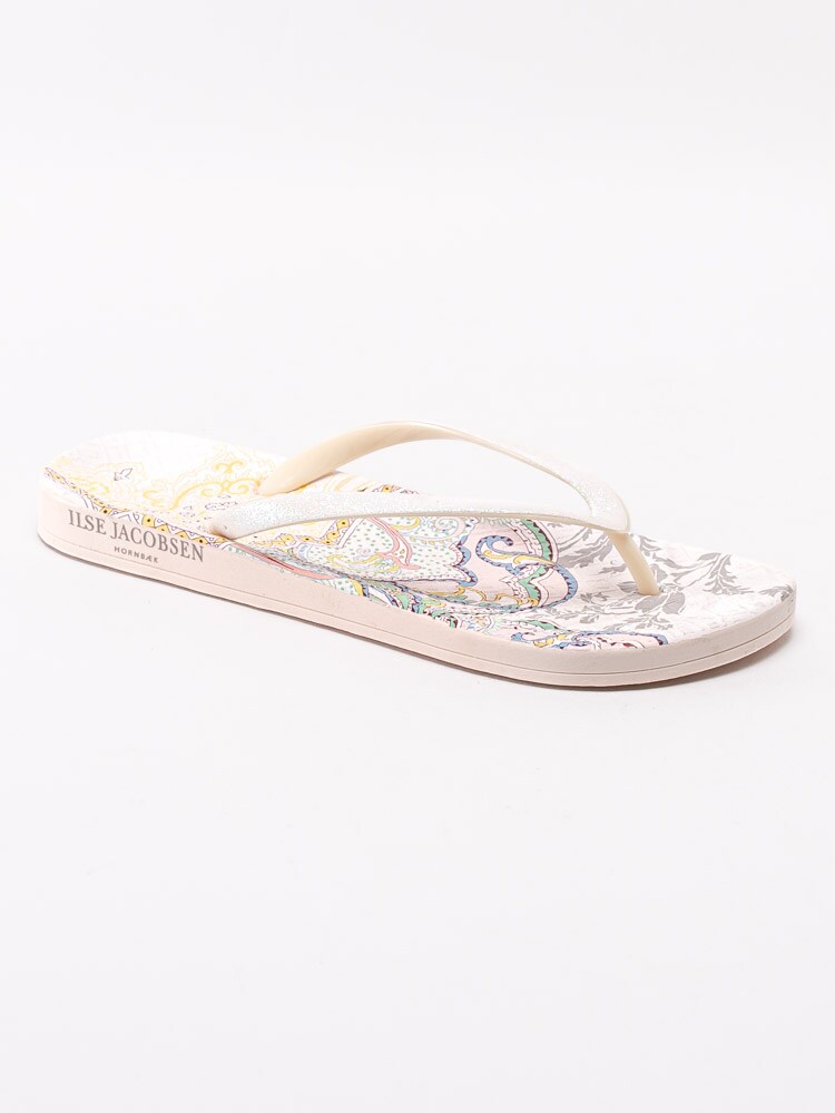 65201043 Ilse Jacobsen Cheerful Paisley White Sugar Vita flip-flops med paisley motiv-1