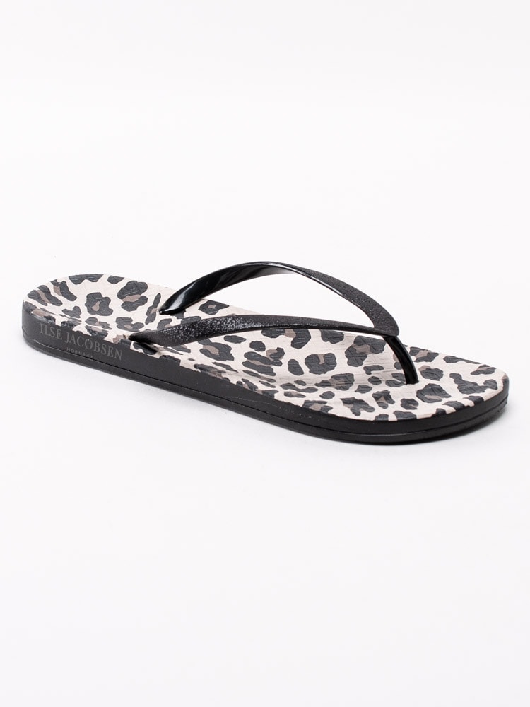 65201045 Ilse Jacobsen Cheerful Leopard Black Svarta flip-flops med leopardmönster-1