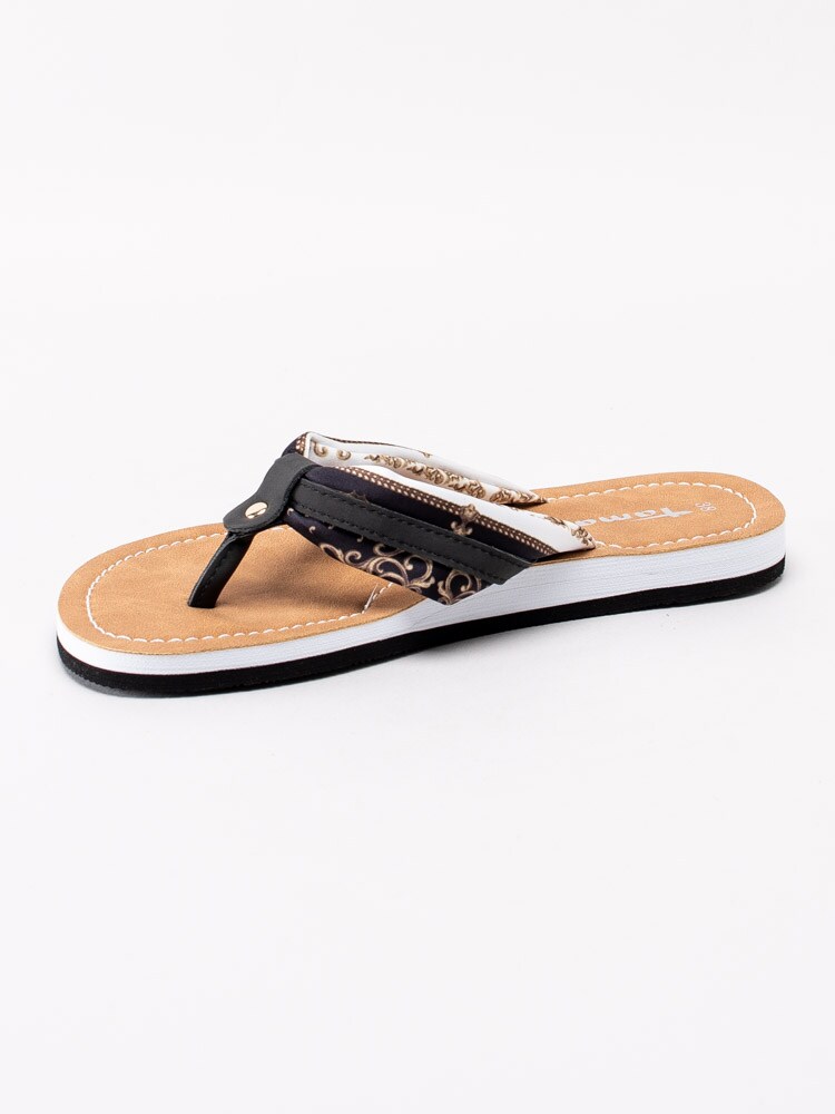 65201073 Tamaris 1-27109-24-023 Svarta flip-flops med mönstrade sidenband-2