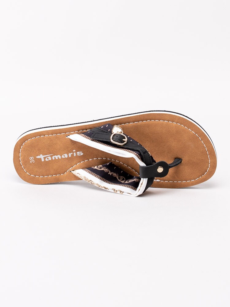 65201073 Tamaris 1-27109-24-023 Svarta flip-flops med mönstrade sidenband-4