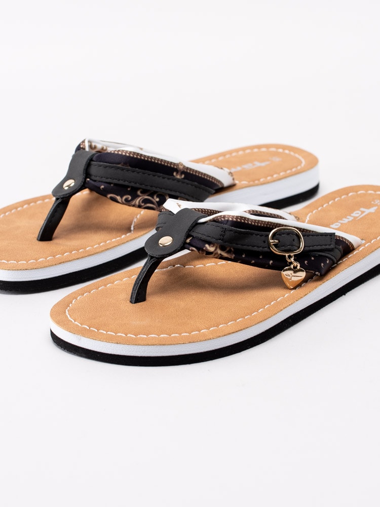 65201073 Tamaris 1-27109-24-023 Svarta flip-flops med mönstrade sidenband-6