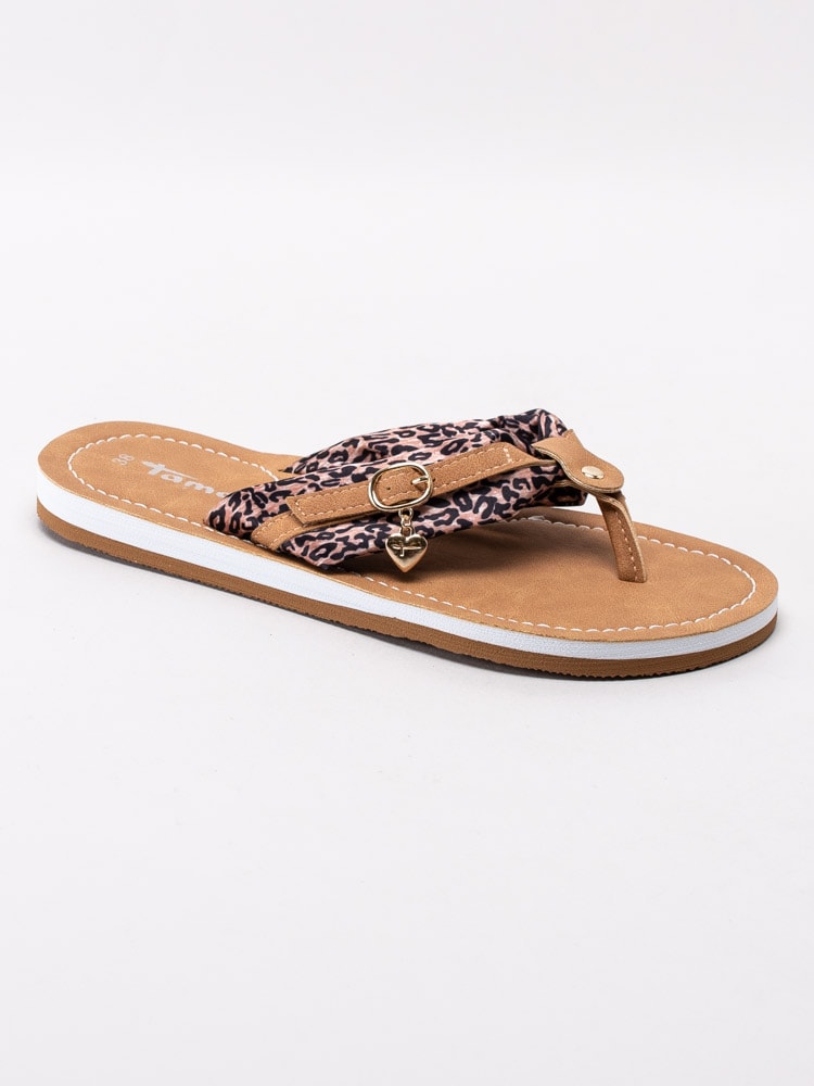 65201074 Tamaris 1-27109-24-360 Bruna leopardmönstrade flip-flops-1