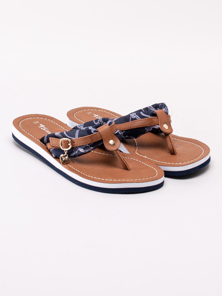 65201075 Tamaris 1-27109-24-823 Mörkblå flip-flops med mönster av rep-3