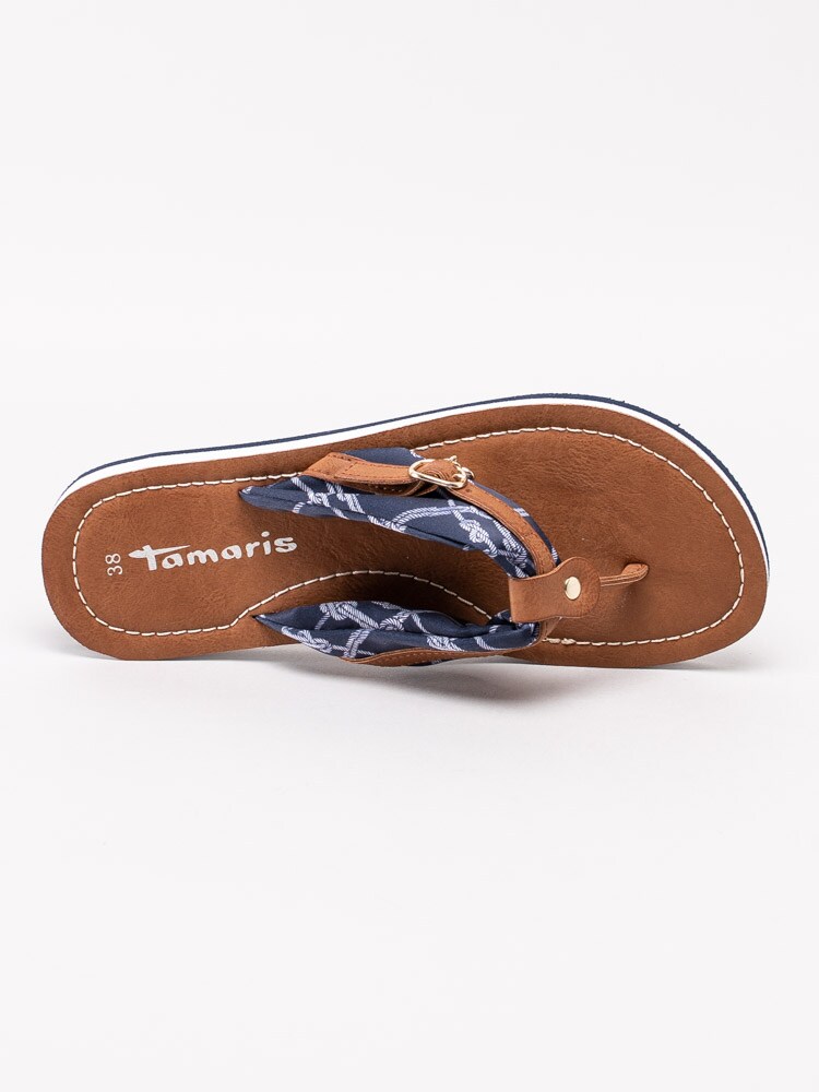 65201075 Tamaris 1-27109-24-823 Mörkblå flip-flops med mönster av rep-4