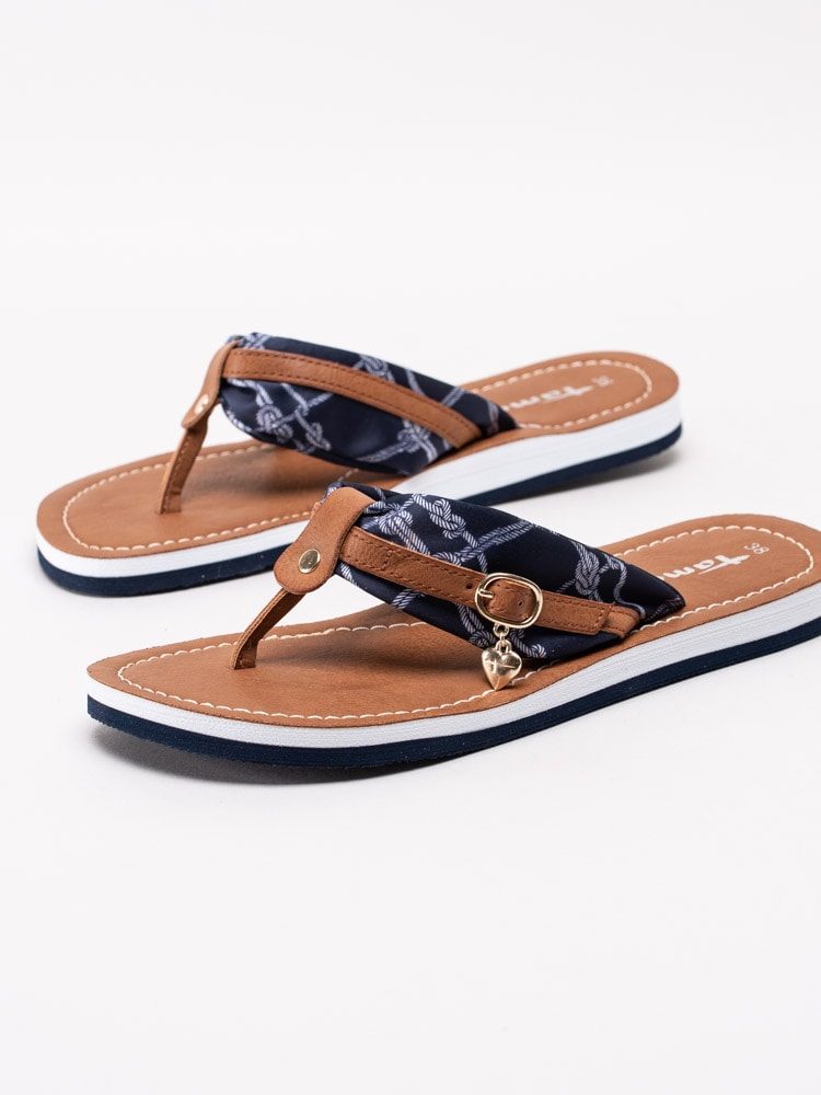 65201075 Tamaris 1-27109-24-823 Mörkblå flip-flops med mönster av rep-6