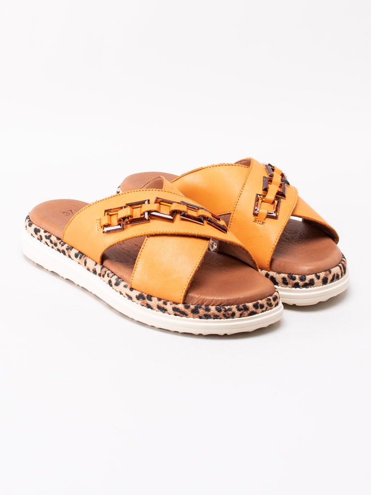 65201080 Tamaris 1-27220-24-606 Orange slip in sandaler med leopard-detalj-3