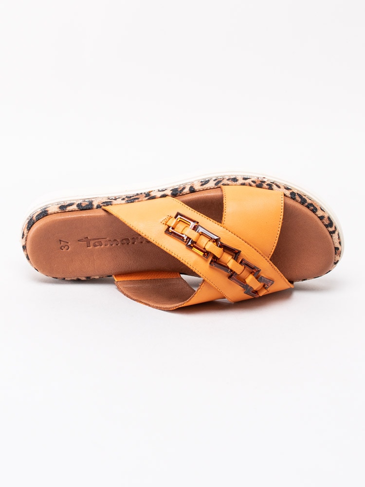65201080 Tamaris 1-27220-24-606 Orange slip in sandaler med leopard-detalj-4