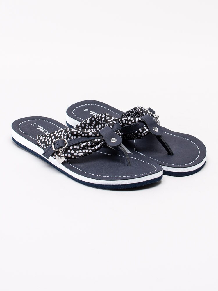 65201083 Tamaris 1-27109-24-817 Mörkblå flip-flops med vita prickar-3