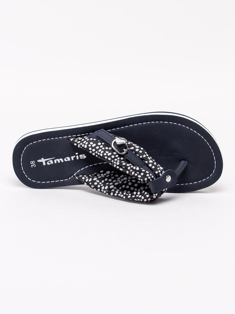 65201083 Tamaris 1-27109-24-817 Mörkblå flip-flops med vita prickar-4