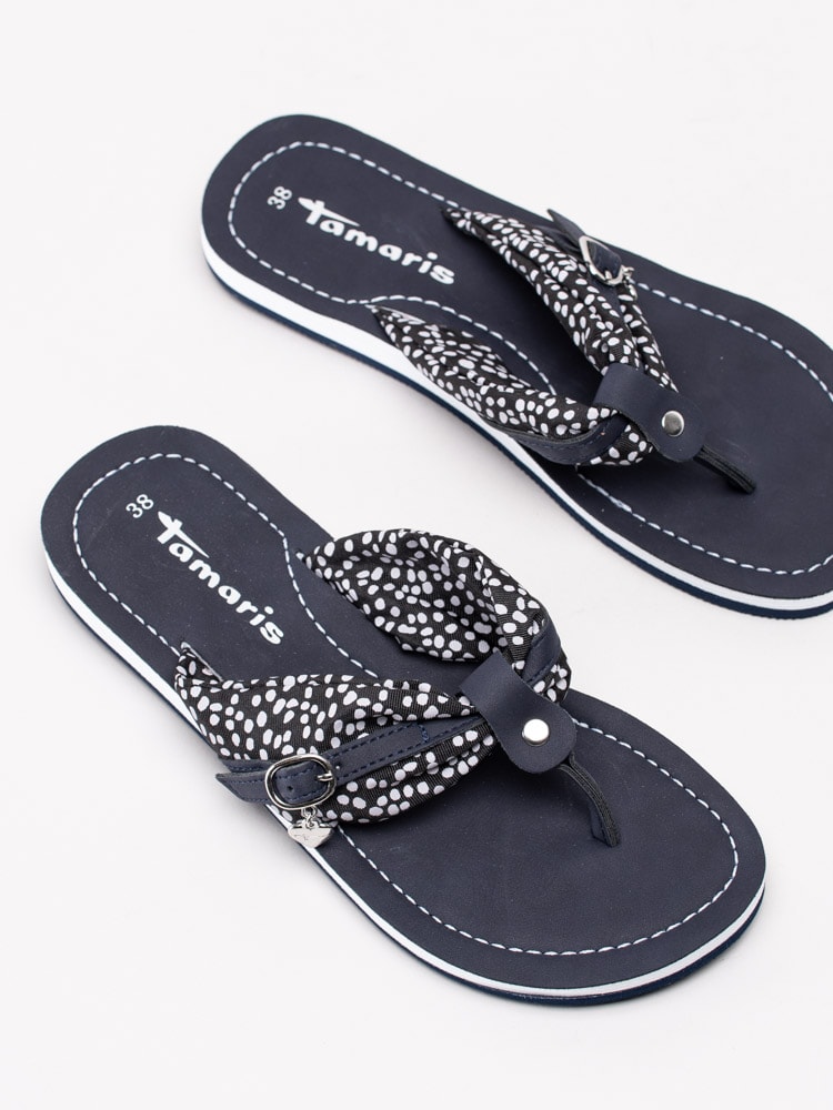 65201083 Tamaris 1-27109-24-817 Mörkblå flip-flops med vita prickar-6