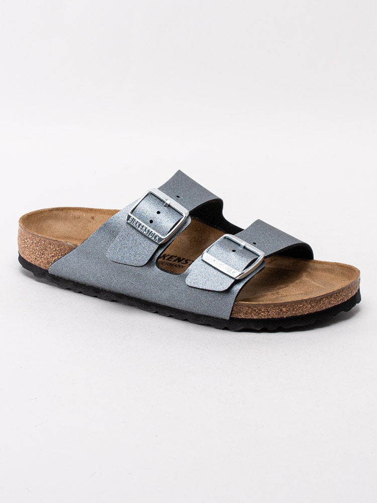 65201109 Birkenstock Arizona 1014285 Ljusgrå glittriga tvåremssandaler-1