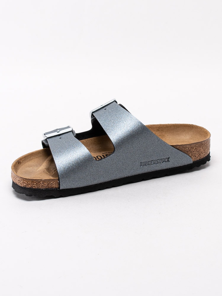 65201109 Birkenstock Arizona 1014285 Ljusgrå glittriga tvåremssandaler-2