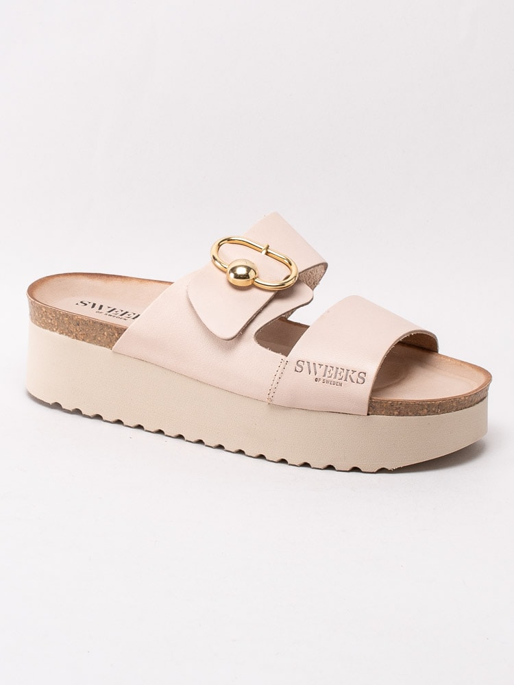 65201119 Sweeks Hedda Beige platåsandaler med gulddetalj-1