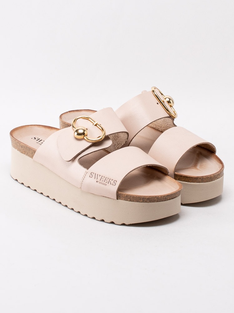 65201119 Sweeks Hedda Beige platåsandaler med gulddetalj-3