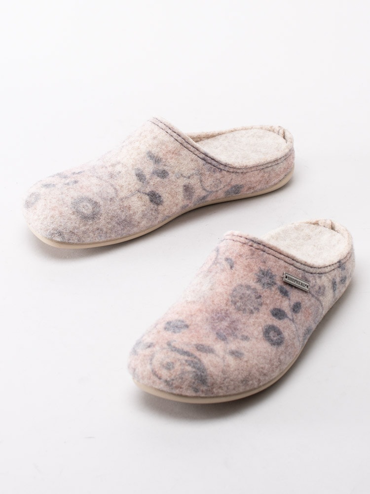 65203019 Shepherd Cilla 34-8883-142 Beige Paisley Rosa tofflor med blommor i ull-6