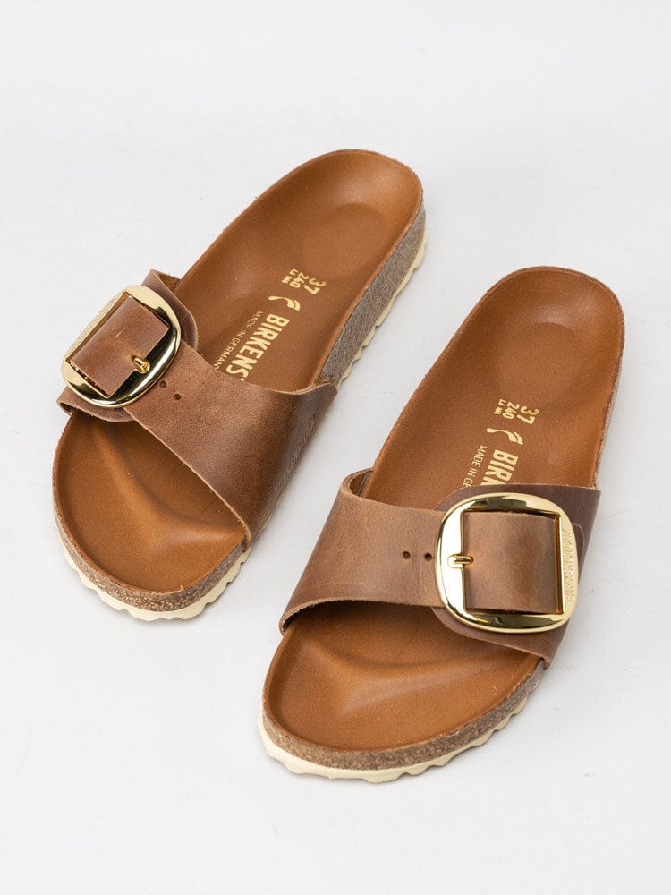 Birkenstock - Madrid Big Buckle - Bruna sandaler med guldspänne