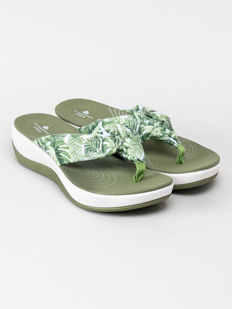 Clarks - Arla Glison - Vita och gröna flip flop i härligt mönster