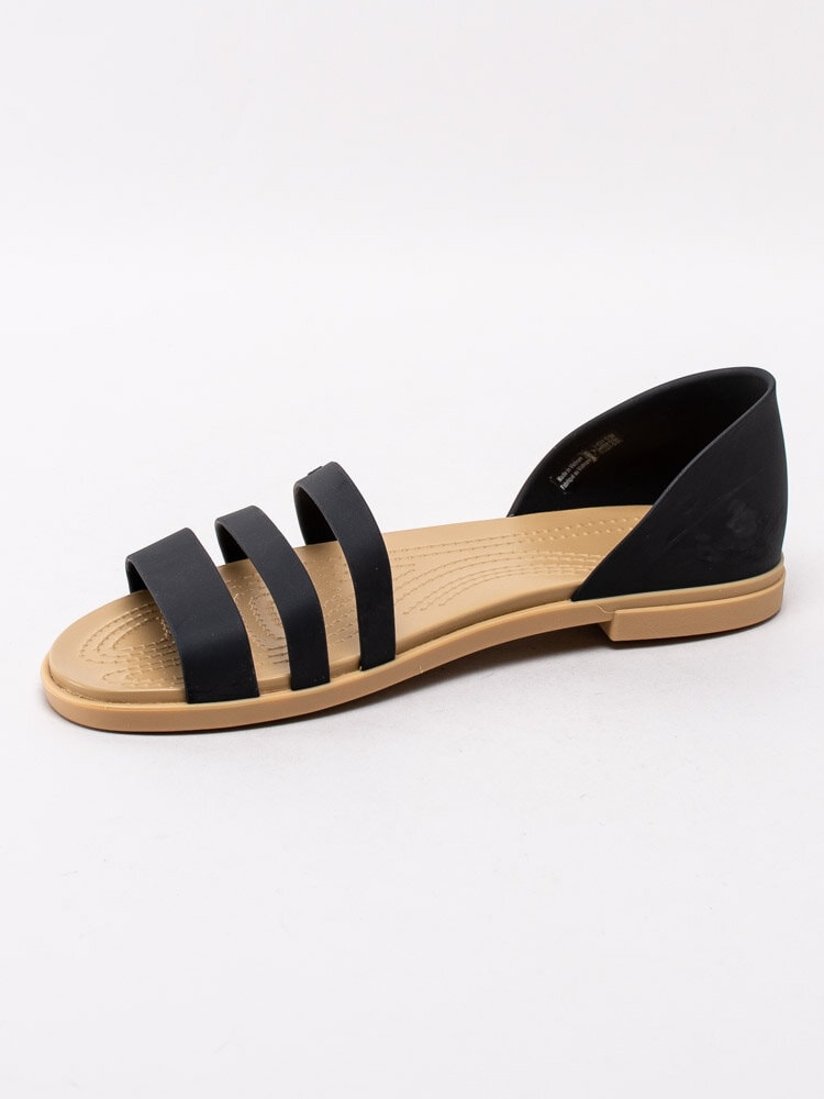 Crocs - Tulum Open Flat W - Svarta nätta sandaler med remmar