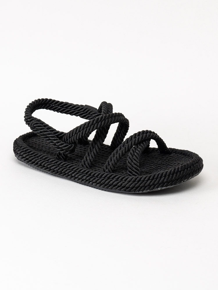 Copenhagen Shoes - Safari - Svarta remsandaler i rep material