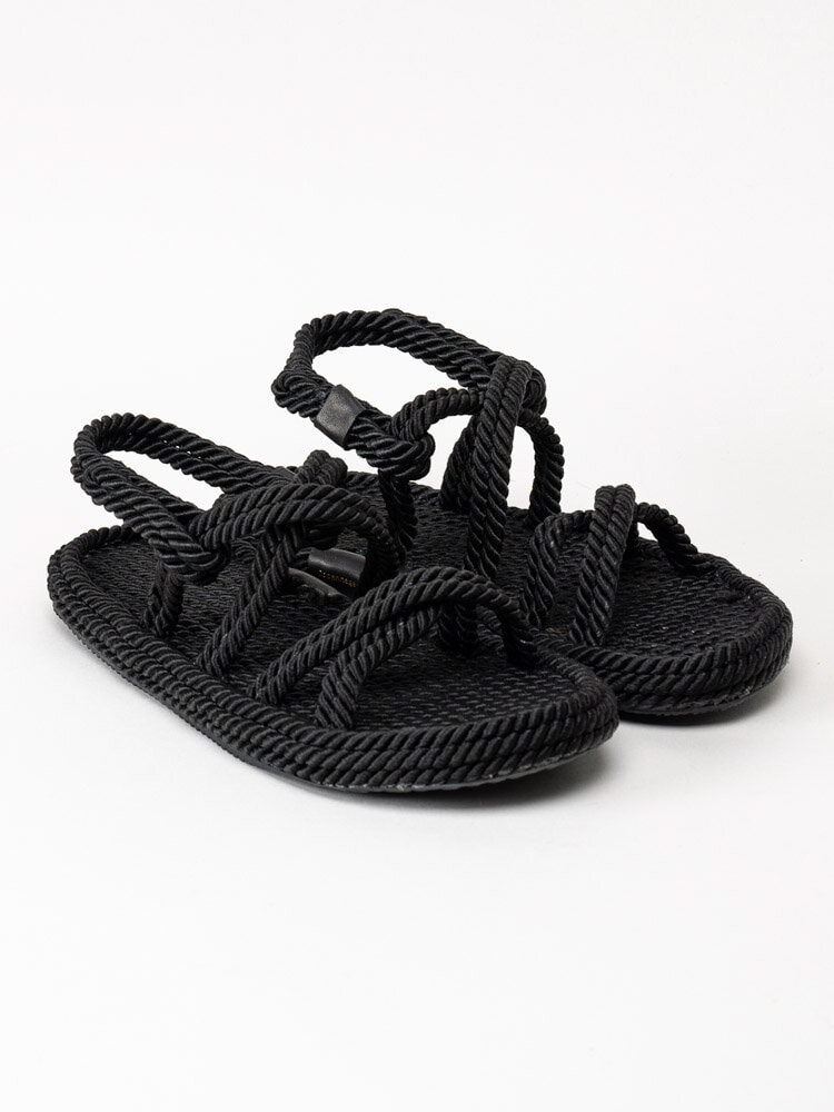 Copenhagen Shoes - Safari - Svarta remsandaler i rep material