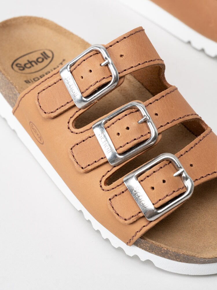 Scholl - Rio Ad Wedge - Bruna slip in sandaler med tre remmar