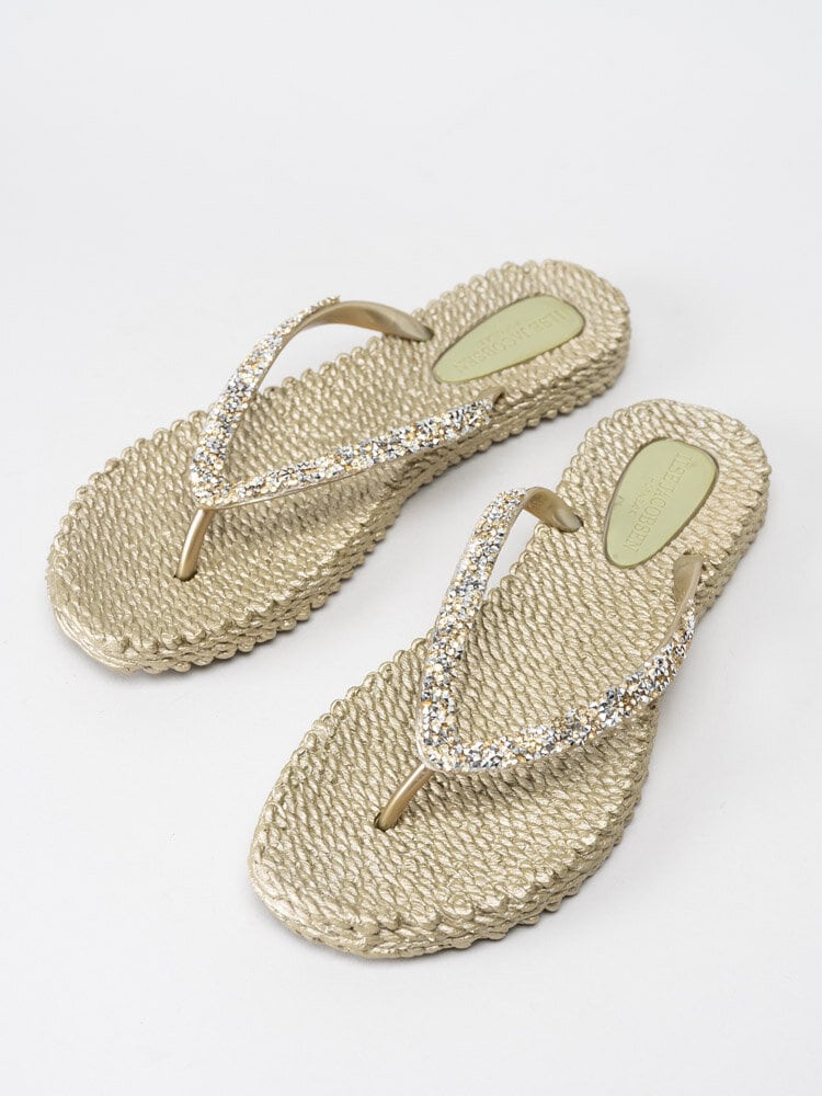 Ilse Jacobsen - Cheerful03G - Guldfärgade flip flop med glitter