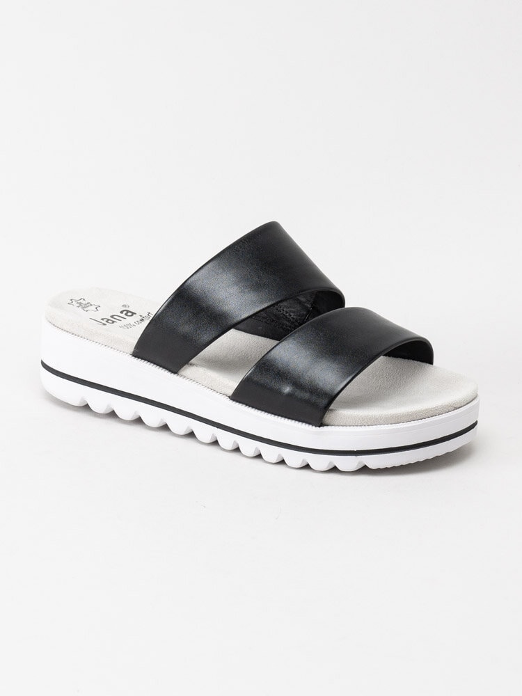 Jana - Svarta slip in sandaler i skinn