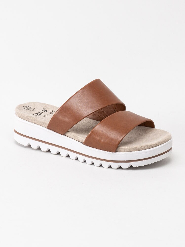 Jana - Bruna slip in sandaler i skinn