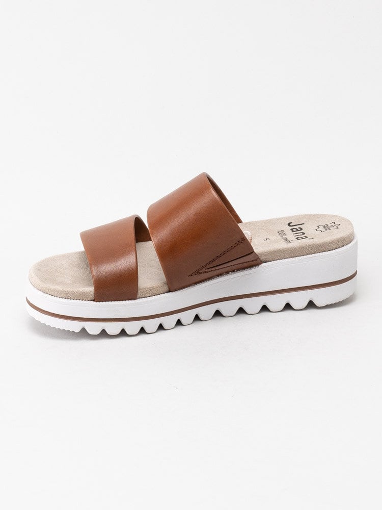 Jana - Bruna slip in sandaler i skinn