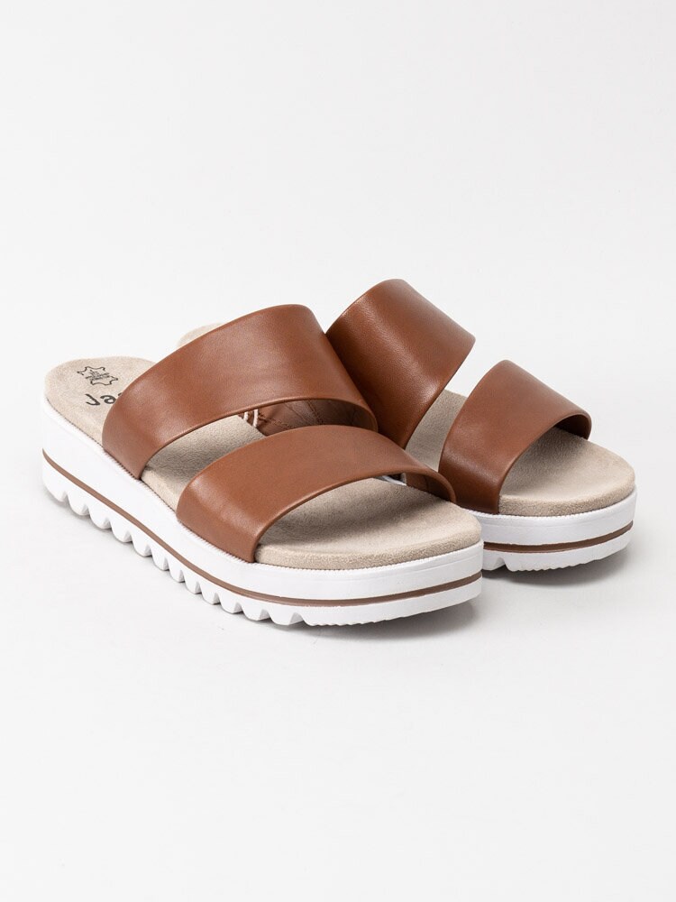 Jana - Bruna slip in sandaler i skinn