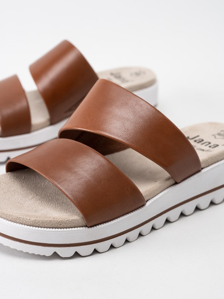 Jana - Bruna slip in sandaler i skinn