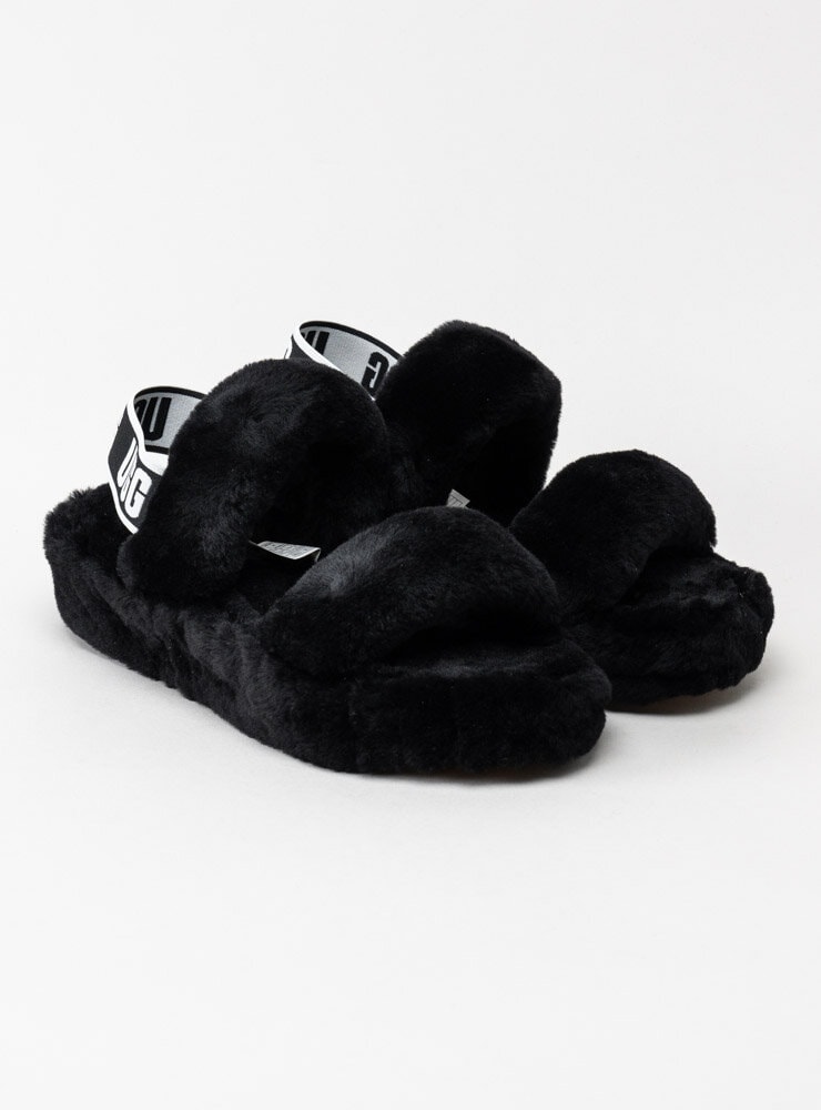 UGG - Oh Yeah - Svarta fluffiga tofflor i ull