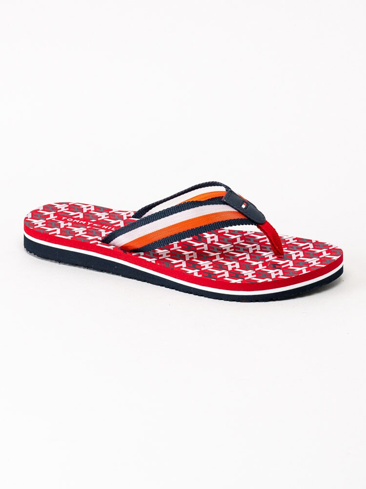 Tommy Hilfiger - Beach Sandal - Röda flermönstrade flip flops