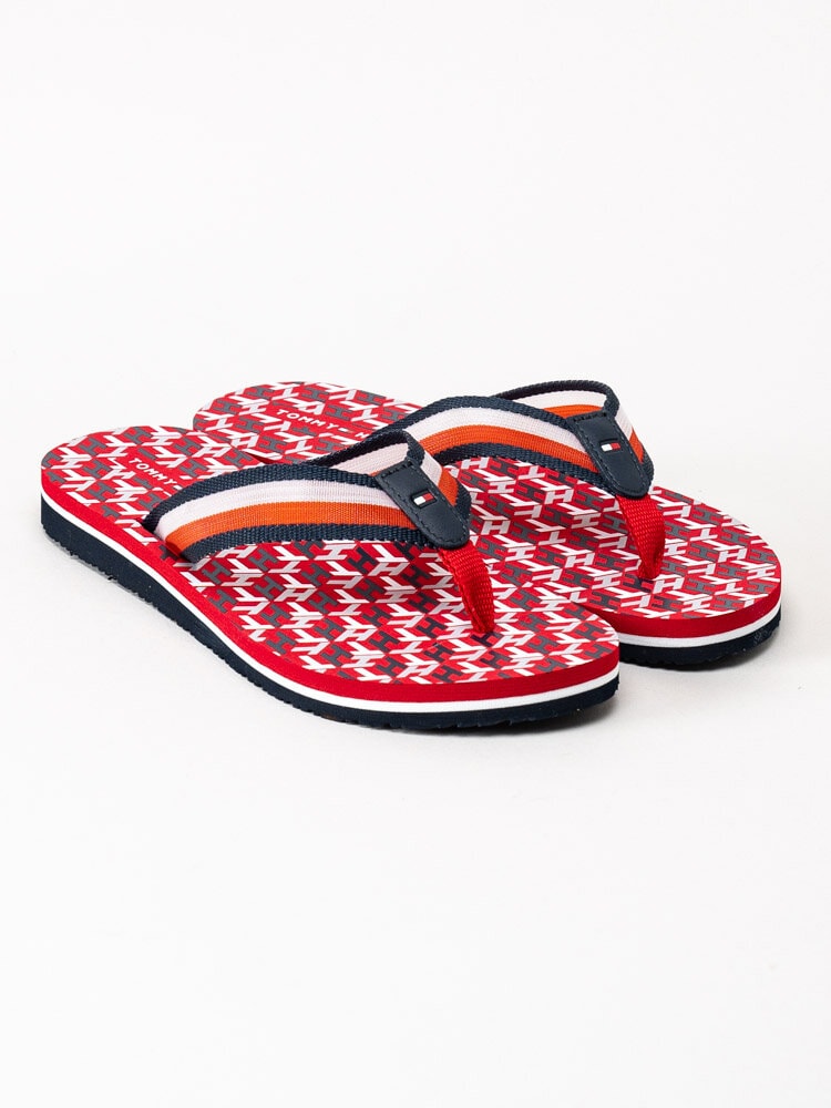 Tommy Hilfiger - Beach Sandal - Röda flermönstrade flip flops