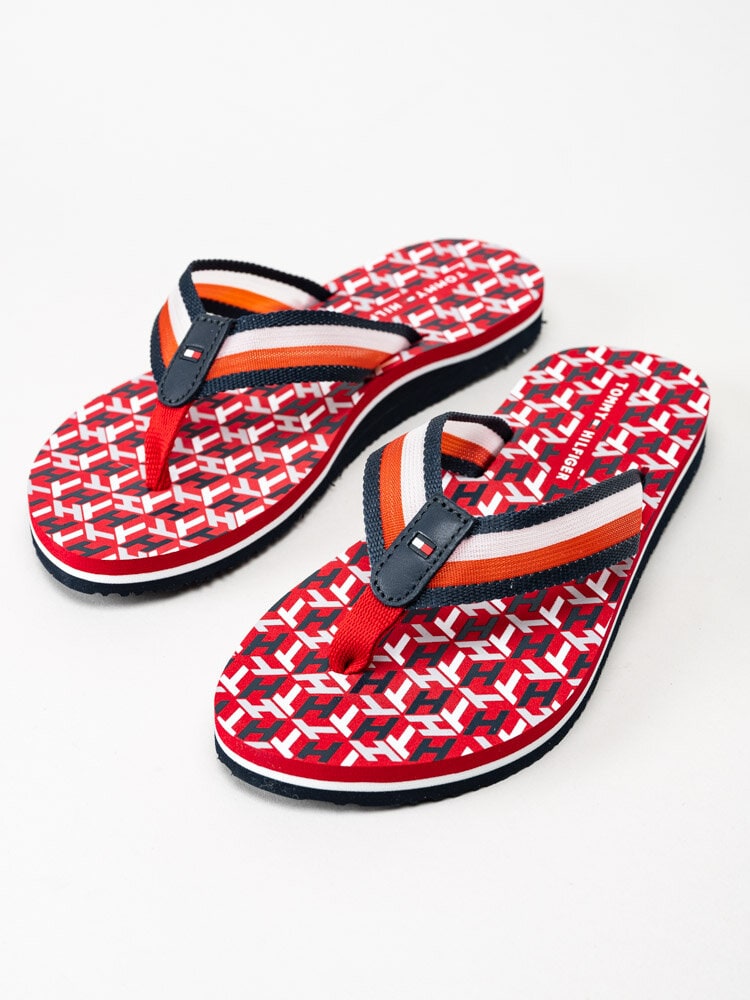 Tommy Hilfiger - Beach Sandal - Röda flermönstrade flip flops