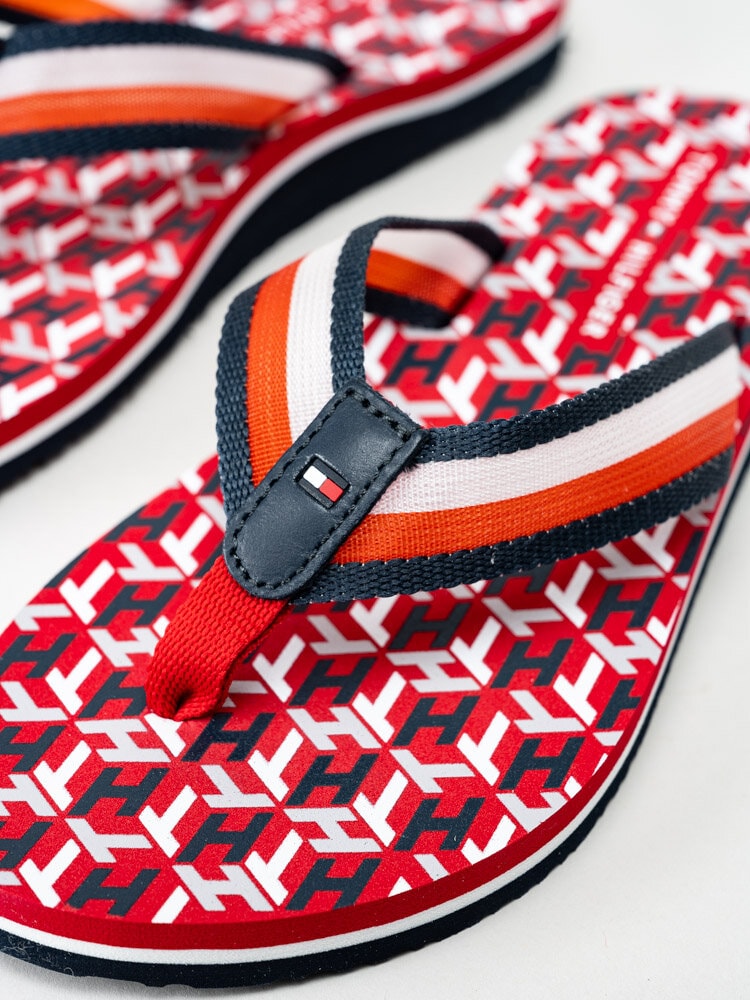 Tommy Hilfiger - Beach Sandal - Röda flermönstrade flip flops