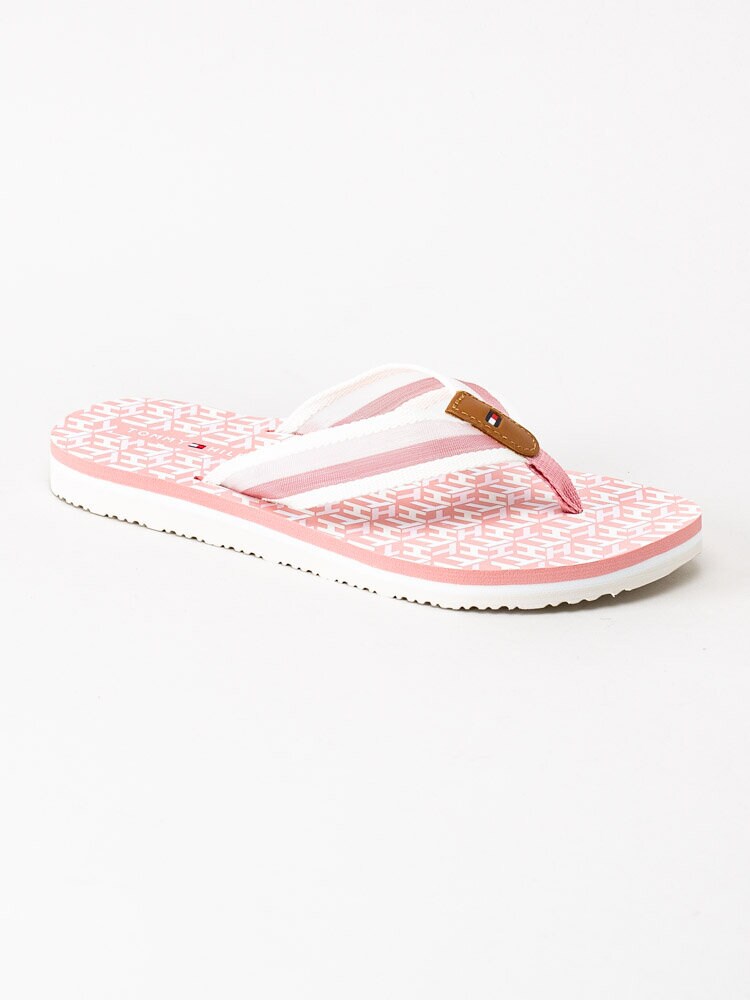 Tommy Hilfiger - TH monogram flat beach sandal - Rosa mönstrade flip flops