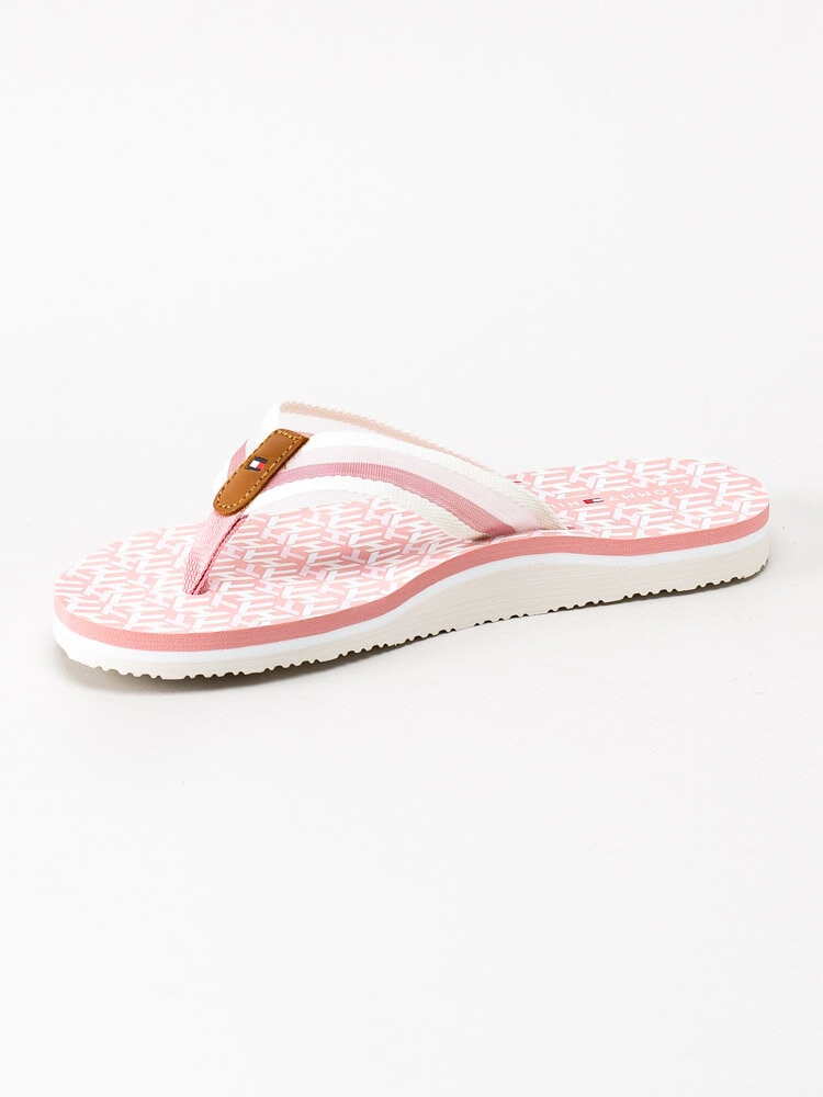Tommy Hilfiger - TH monogram flat beach sandal - Rosa mönstrade flip flops