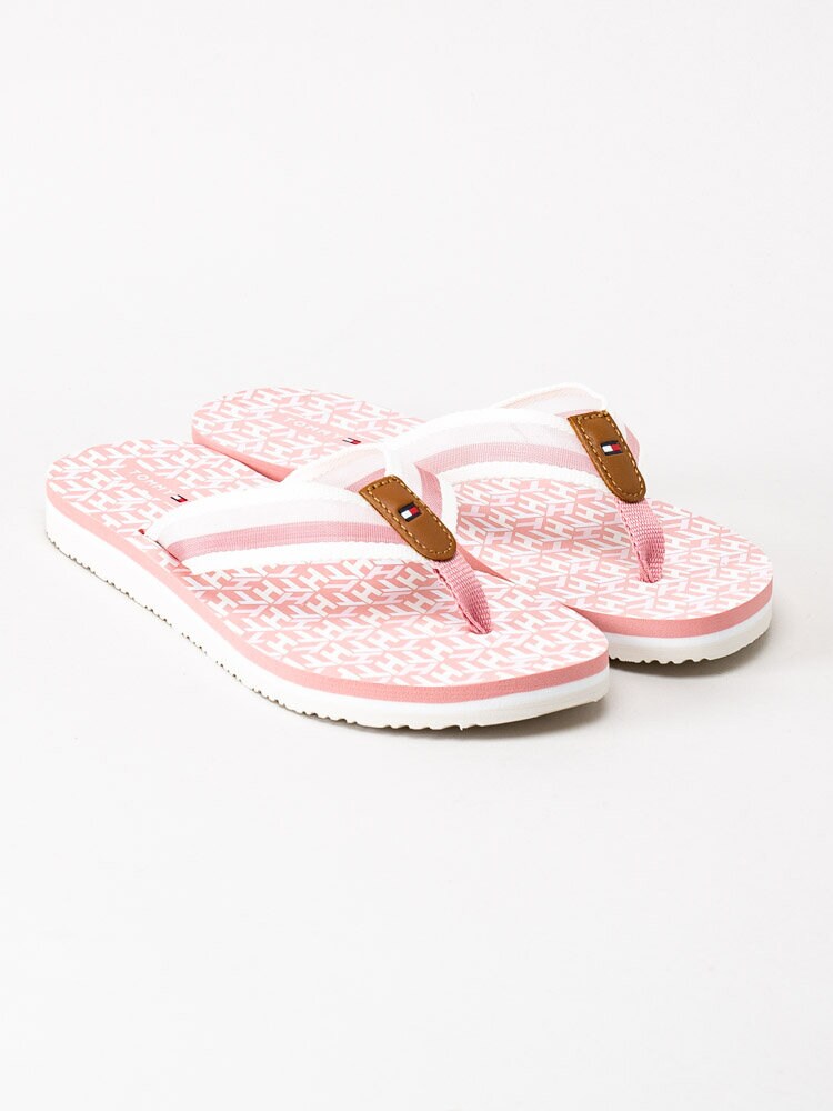 Tommy Hilfiger - TH monogram flat beach sandal - Rosa mönstrade flip flops