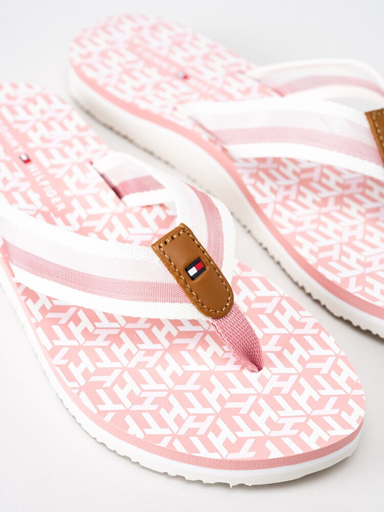 Tommy Hilfiger - TH monogram flat beach sandal - Rosa mönstrade flip flops