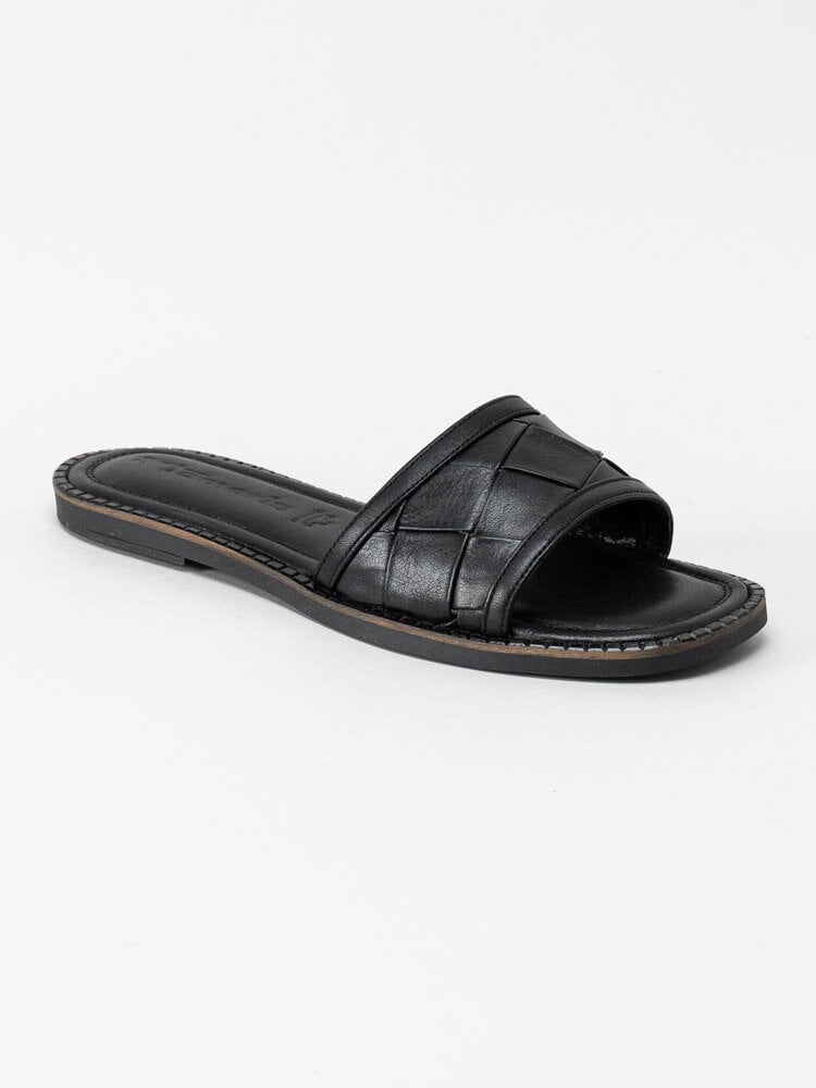 Tamaris - Svarta slip in sandaler i skinn