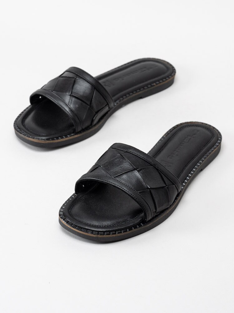 Tamaris - Svarta slip in sandaler i skinn