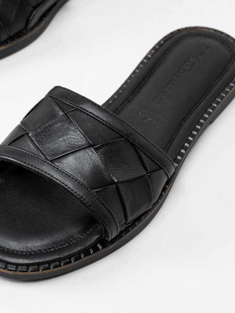 Tamaris - Svarta slip in sandaler i skinn