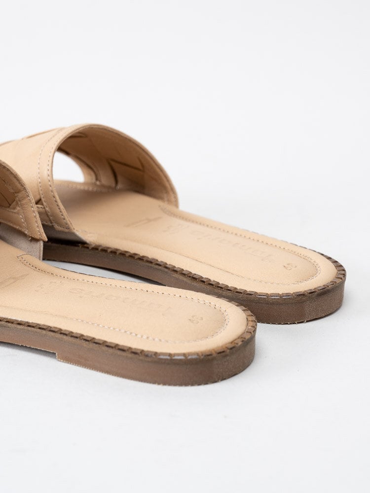 Tamaris - Ljusbeige slip in sandaler i skinn