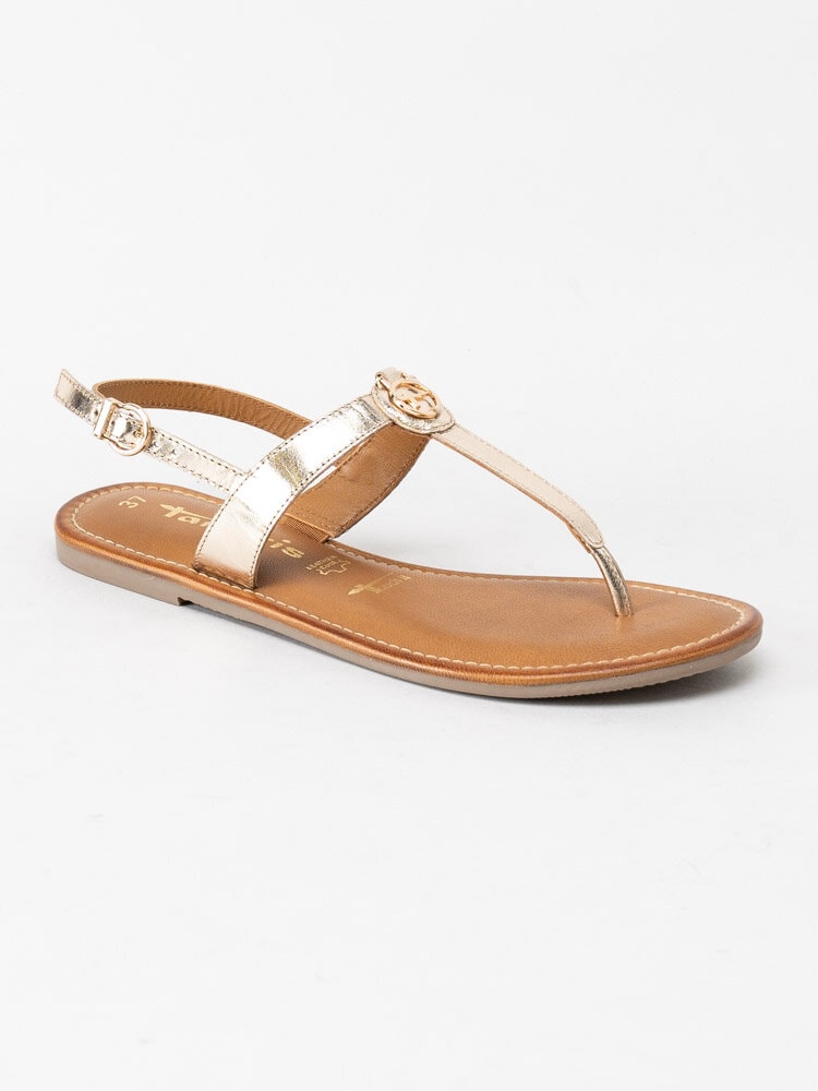 Tamaris - Guldiga sandaler i skinn