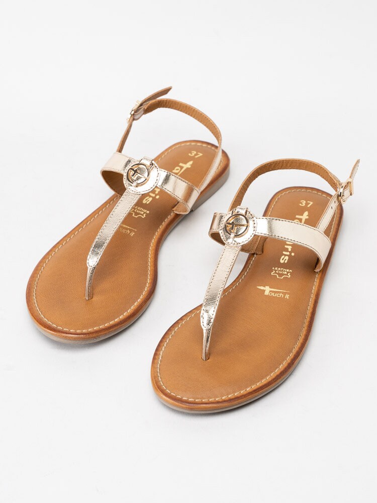 Tamaris - Guldiga sandaler i skinn