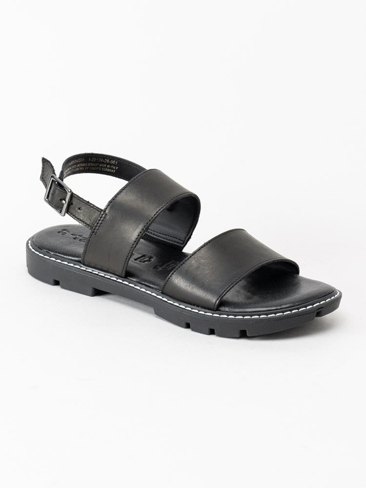Tamaris - Svarta sandaler i skinn