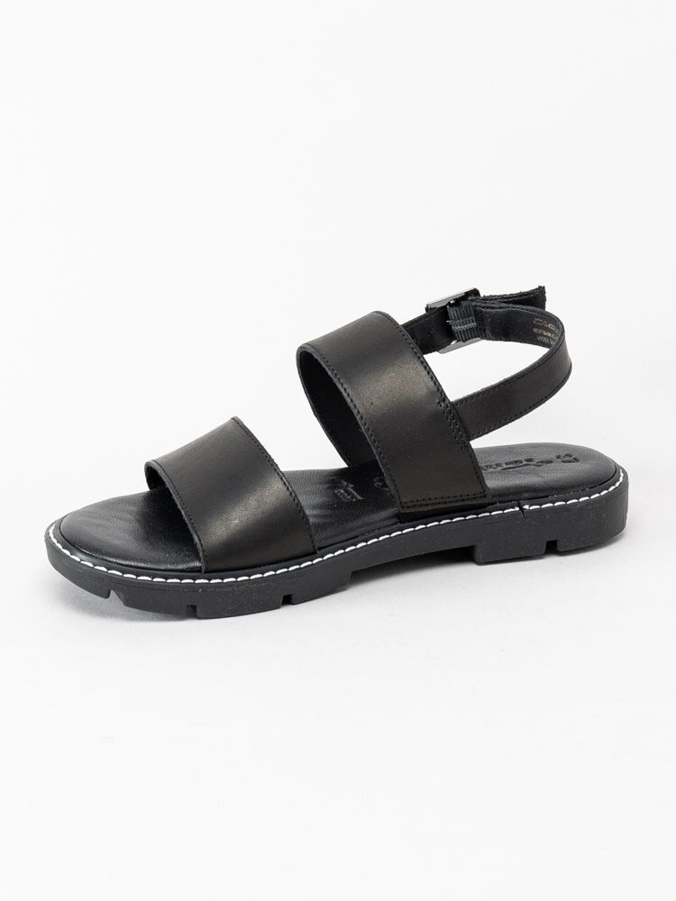 Tamaris - Svarta sandaler i skinn