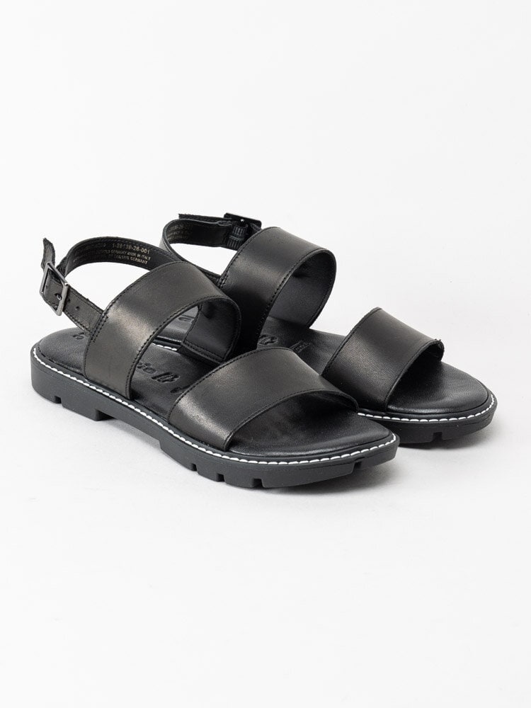 Tamaris - Svarta sandaler i skinn
